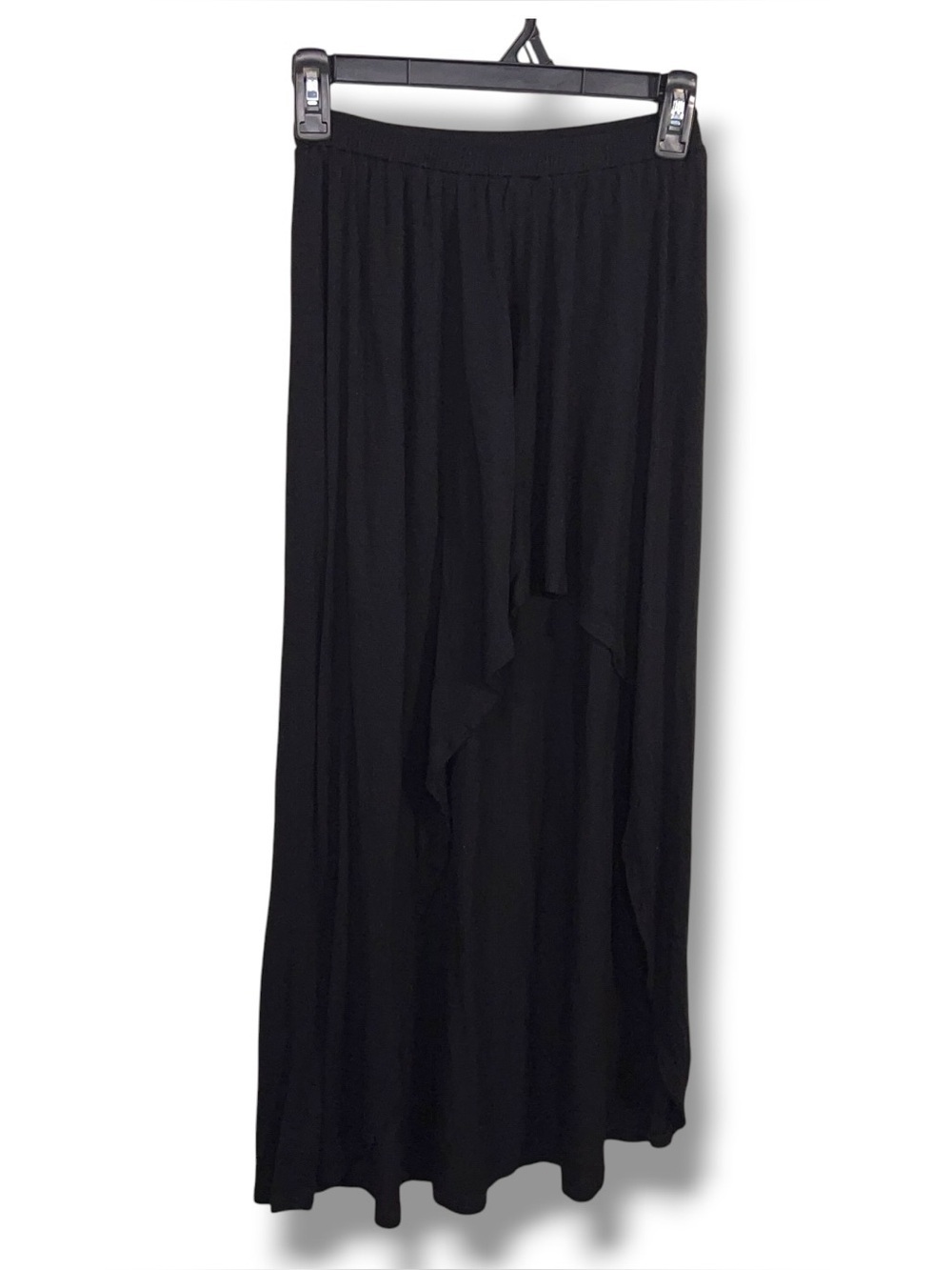 Small Deb Y2K High Low Black Skirt Elastic Waistband Goth Flowy Stretch